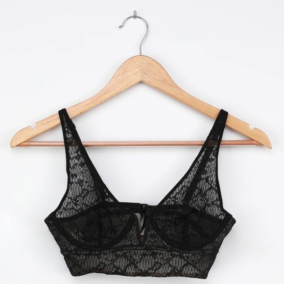 Free People NWT Black Lace Tameeka Underwire Bra L - Picture 6 of 13
